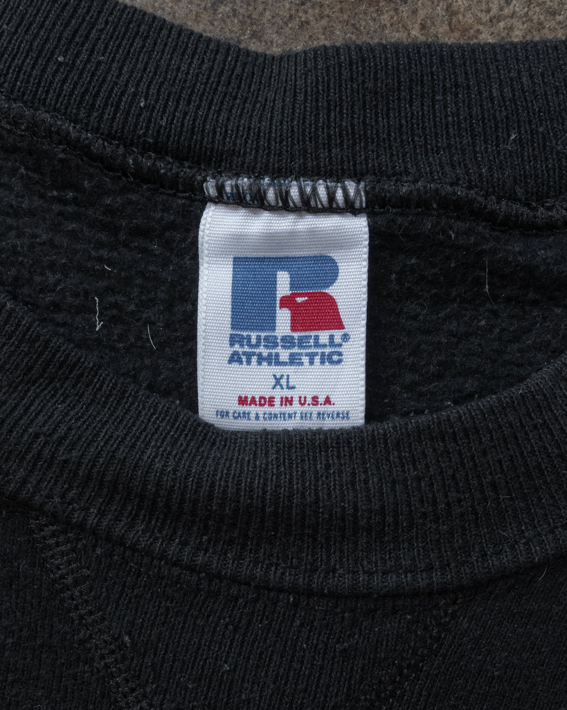Russell Black Blank Crewneck Sweatshirt - 1980s DETAIL PHOTO