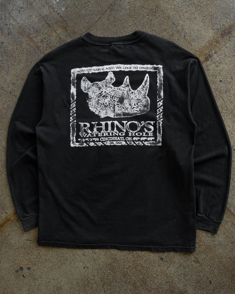 Faded Black "Wanna Be My Love Rhino" Long-Sleeve Tee - 1990s - back