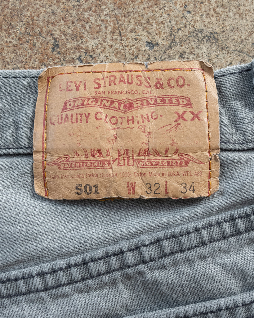 Levi's 501 Faded Grey Released Hem Jeans - 1990s TAG PHOTO