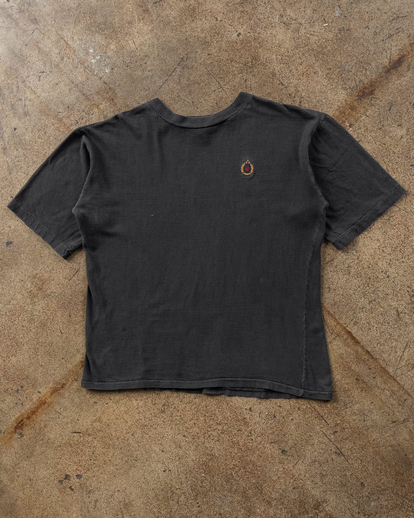 Single Stitches Crest Embroidered Boxy Tee - 1980s
