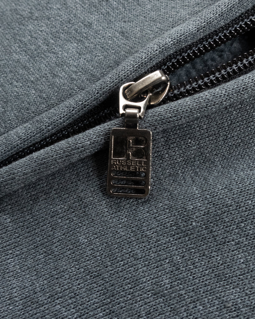 Russell Steel Blue Blank Hooded Zip-Up Sweatshirt - 1990s - detail