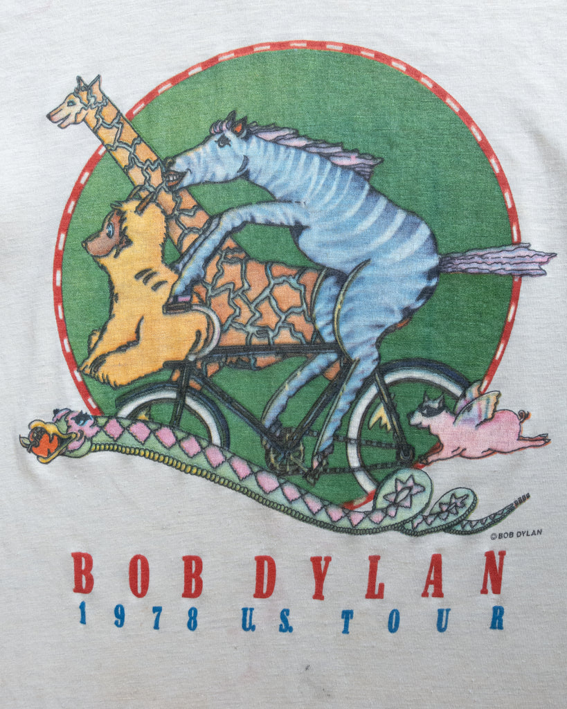 Single Stitched "Bob Dylan 1978 U.S. Tour"  Band Tee - 1970s - detail