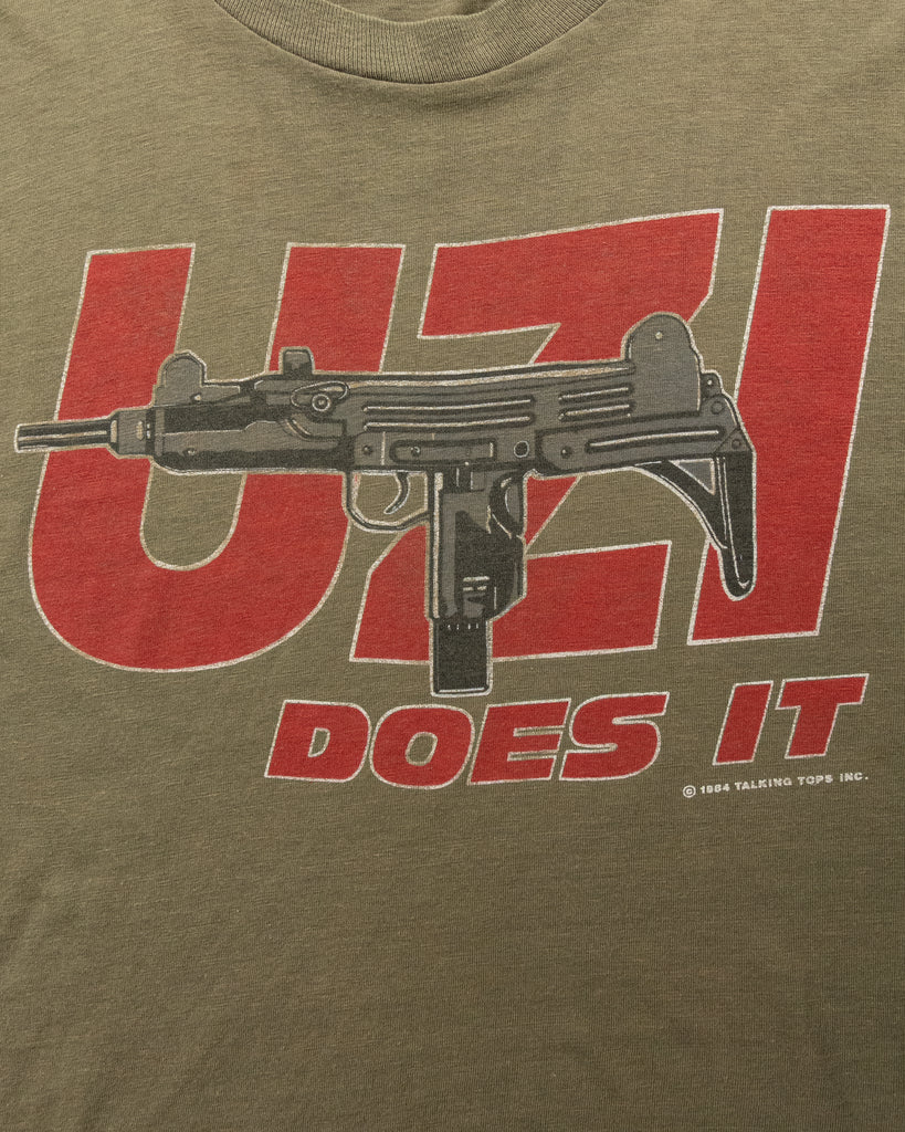 Single Stitched "Uzi Does It" Tee - 1980s - detail