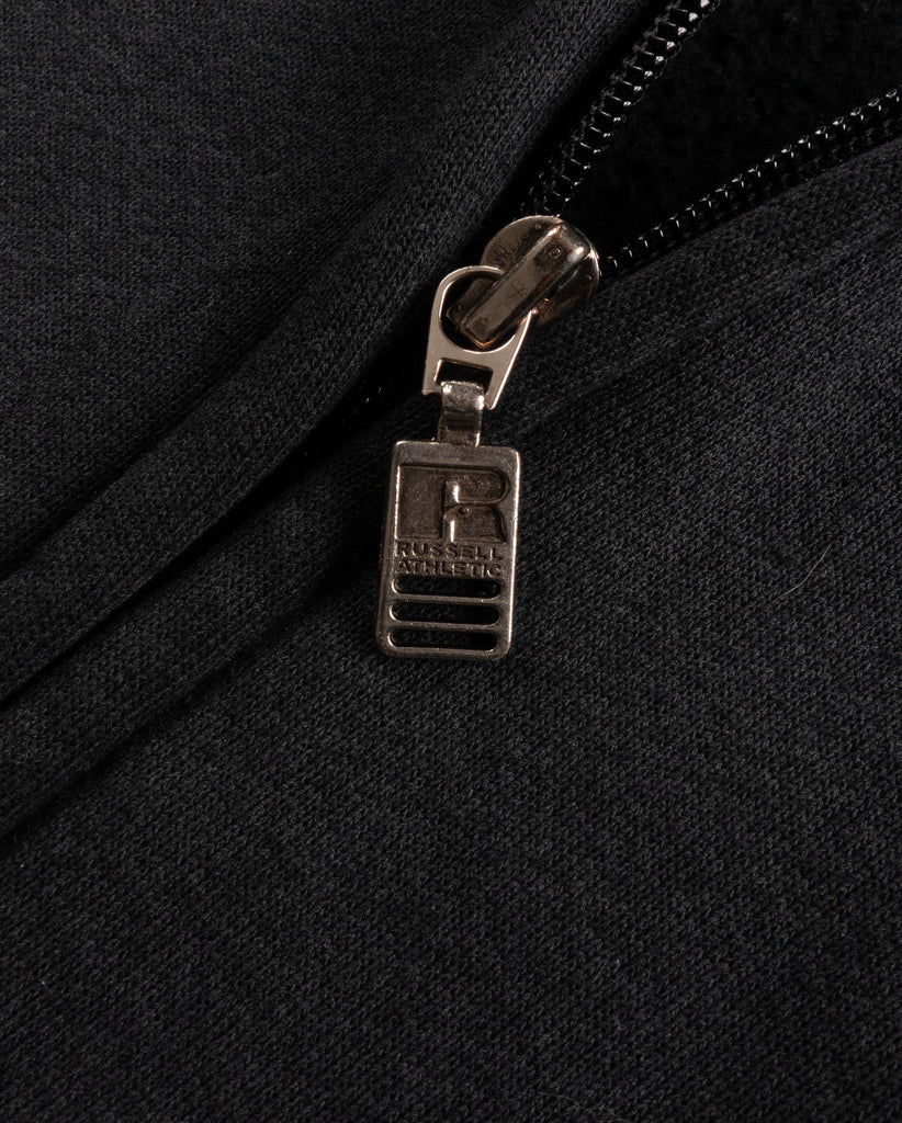 Russell Black Blank Crewneck Zip-Up Sweatshirt - 1990s - detail