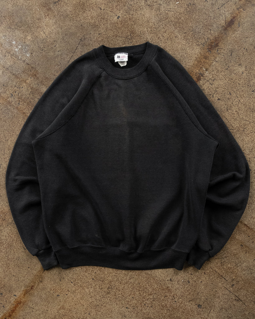Faded Black Blank Crewneck Sweatshirt - 1990s