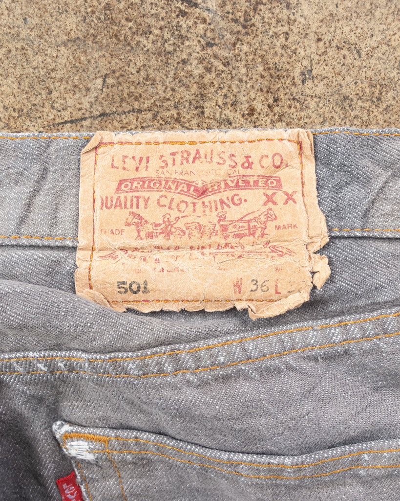 Levi's 501 Faded Grey Jeans - 1990s - detail