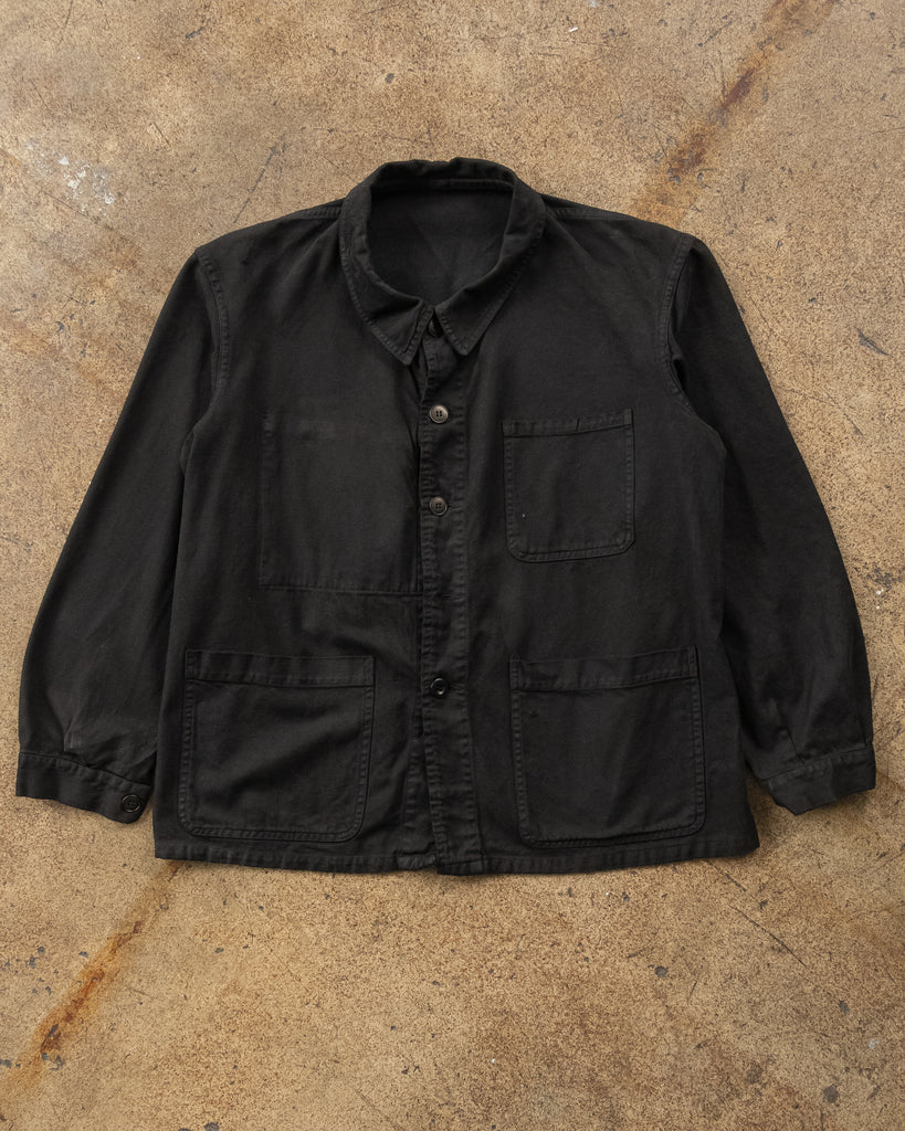 Black Over-Dyed French Chore Coat - 1950s/60s