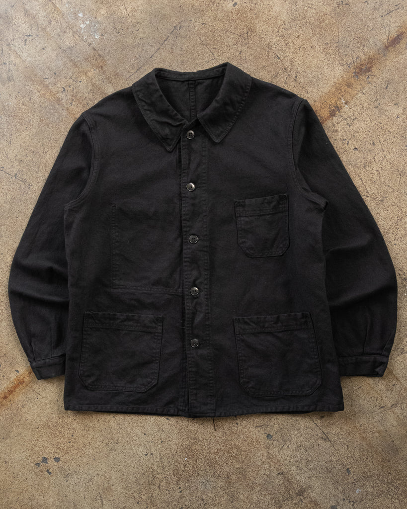 Black Over-Dyed French Chore Coat - 1950s/60s