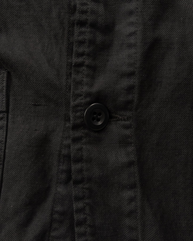 Black Over-Dyed French Chore Coat - 1950s/60s - detail