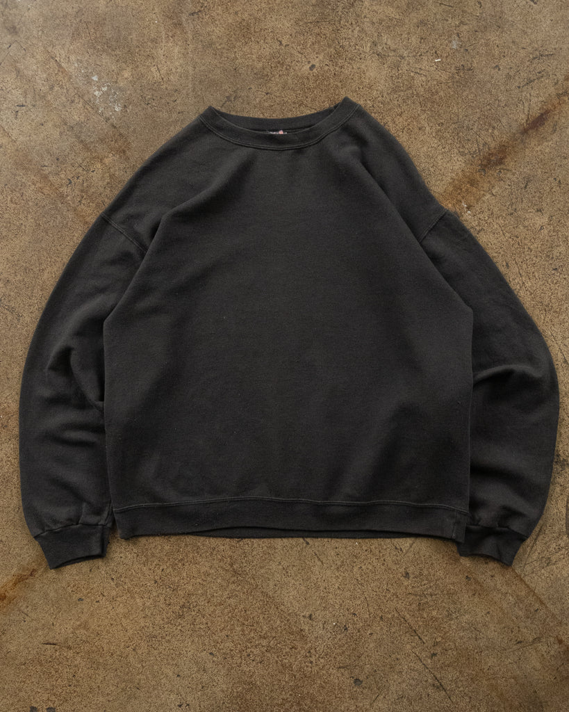 Faded Black Blank Crewneck Sweatshirt - 1990s