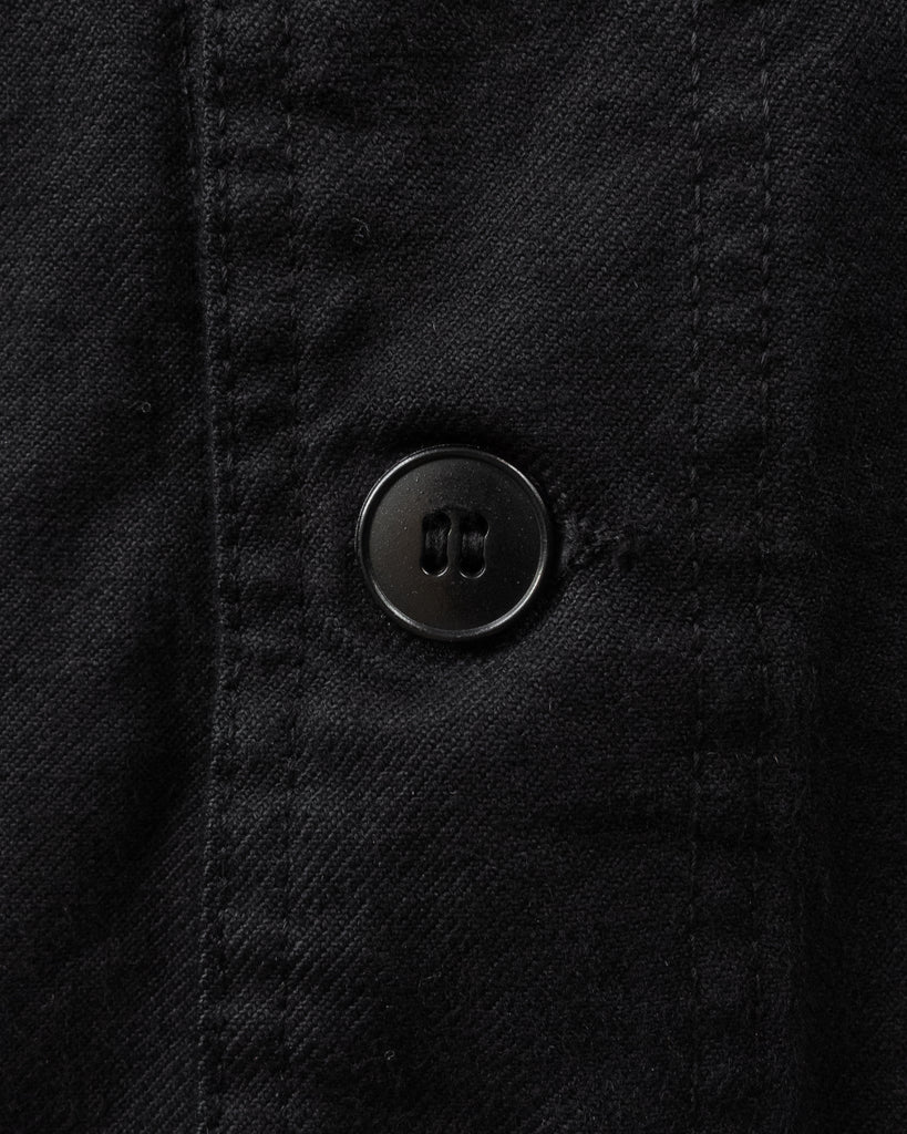 Black Over-Dyed French Chore Coat - 1950s/60s - detail