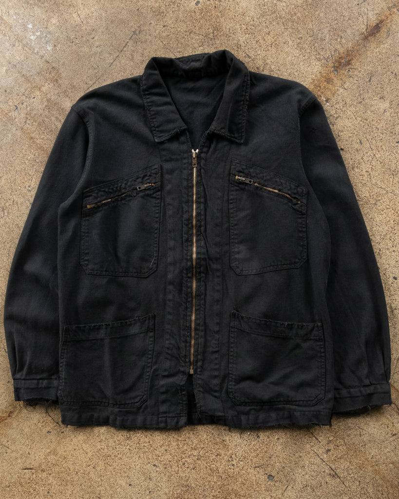 Over-Dyed Black Work Jacket - 1990s FRONT PHOTO