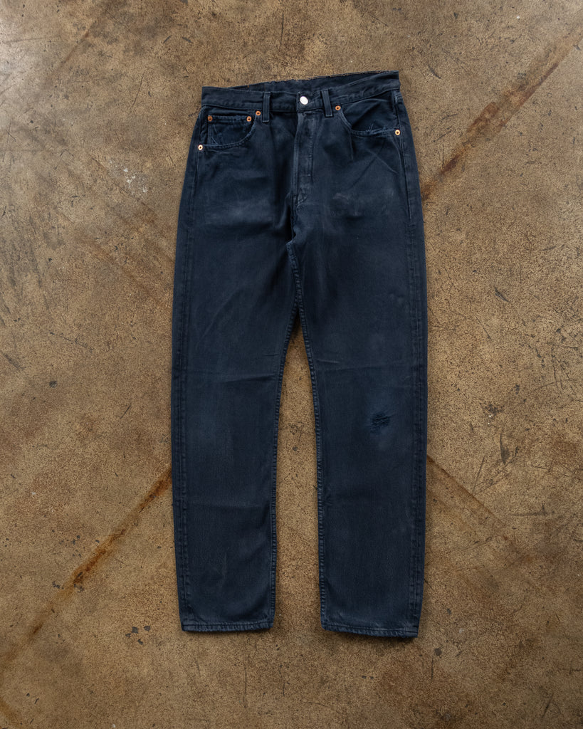 Levi's 501 Navy Distressed Jeans - 1990s FRONT PHOTO