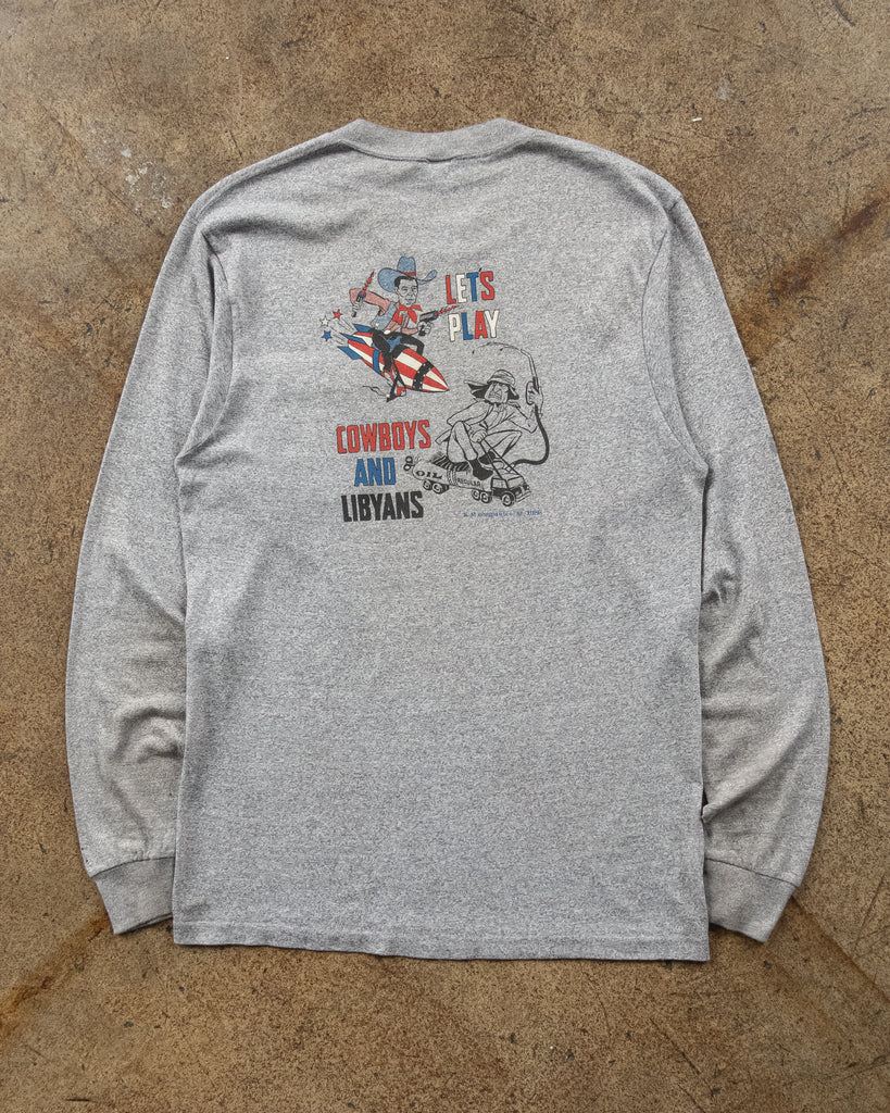 Single Stitched "Let's Play Cowboys and Libyans" Long Sleeve Tee - 1990s FRONT PHOTO