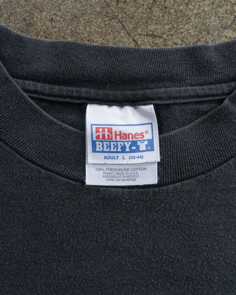 Hanes Beefy Faded Charcoal Long-Sleeve Boxy Tee - 1990s
