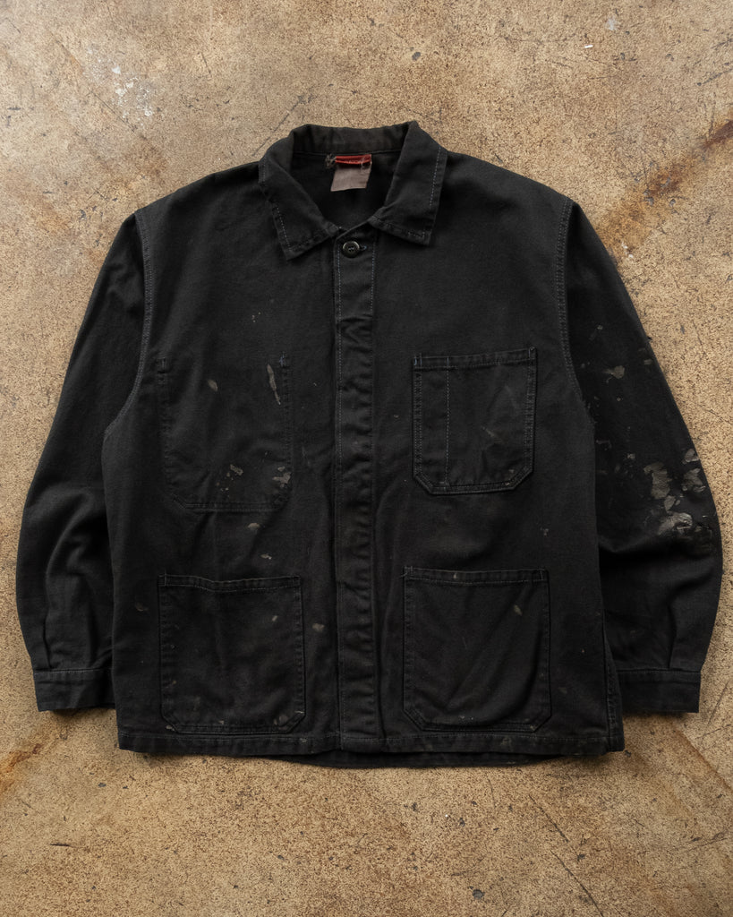 Over-Dyed Black Chore Coat - 1980s FRONT PHOTO