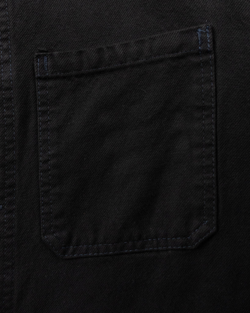 Black Over-Dyed French Chore Coat - 1950s/60s - detail