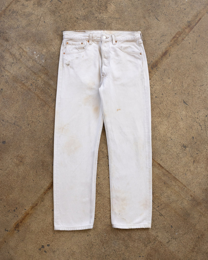 Levi's 501 White Distressed Jeans - 1990s FRONT PHOTO