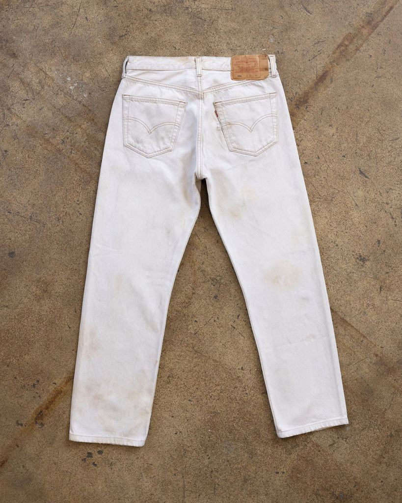 Levi's 501 White Distressed Jeans - 1990s BACK PHOTO