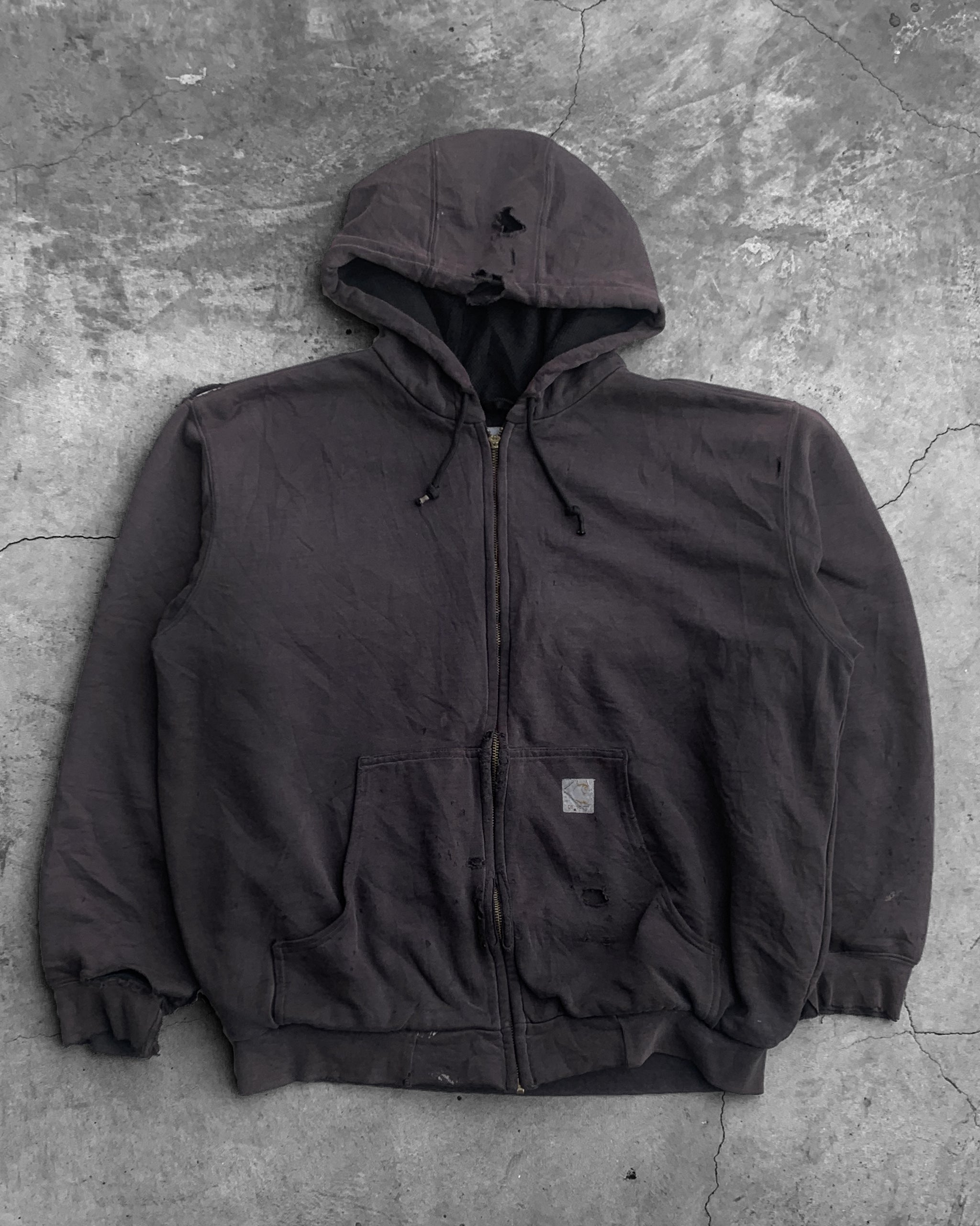 Carhartt Sun Faded Distressed Lined Zip Up Hoodie - 1990s