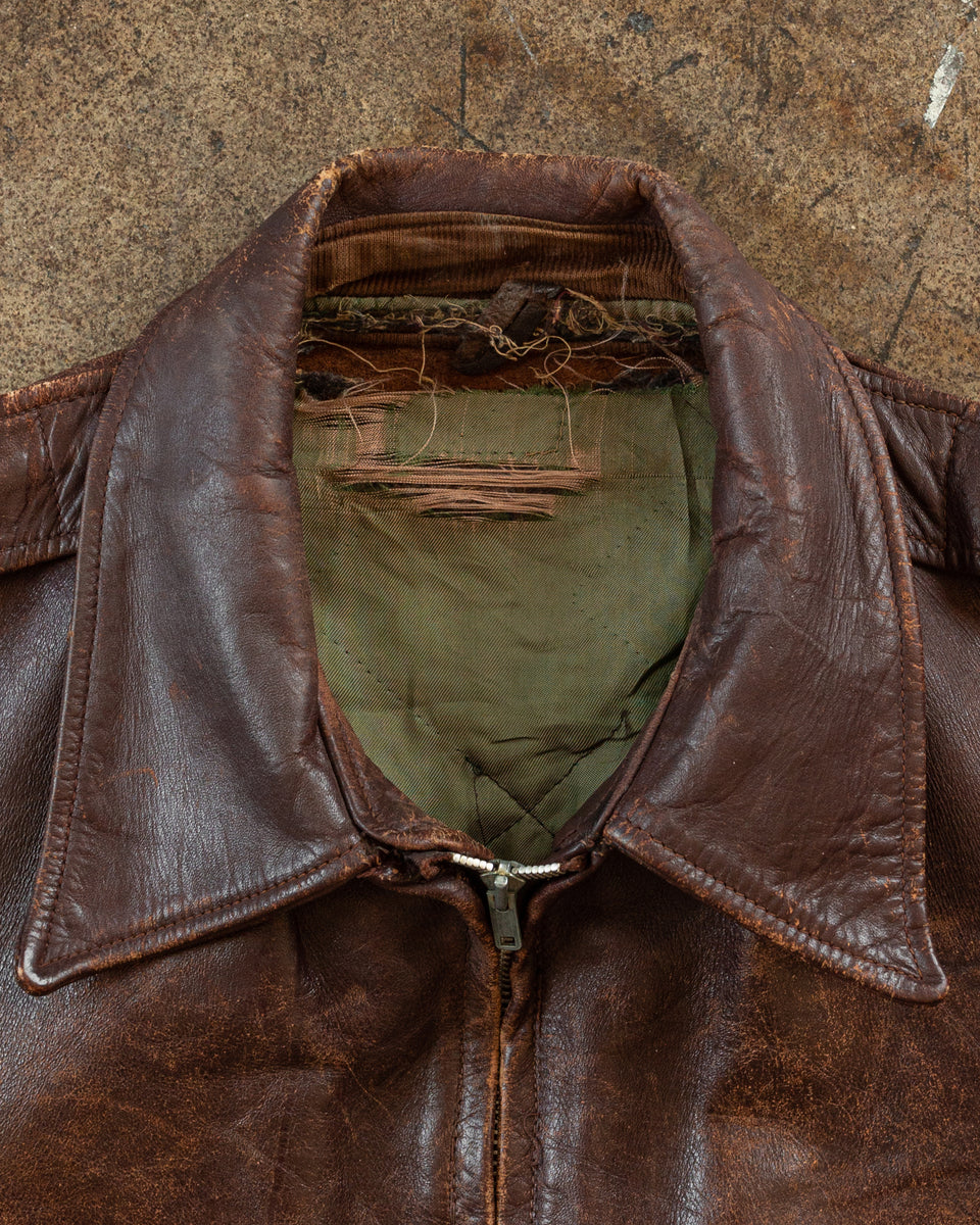 Brown Distressed Leather Bomber - 1960s – UNSOUND RAGS