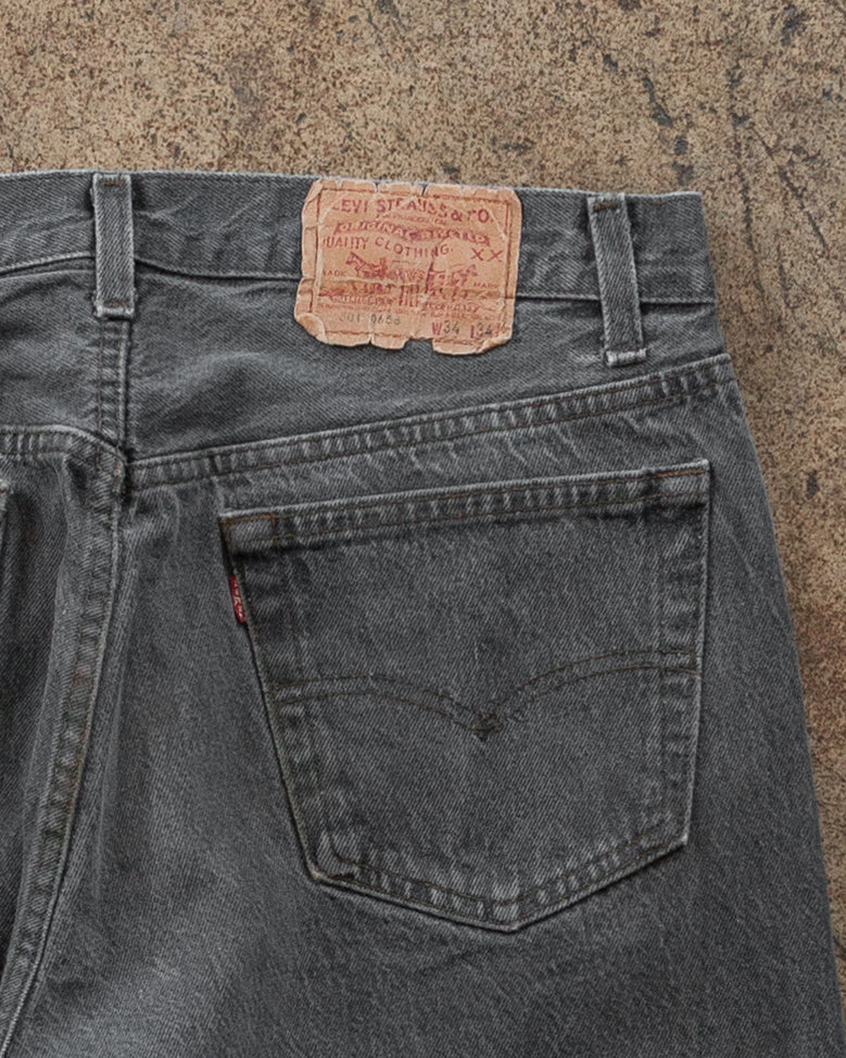 Levi's 501 Carbon Grey Repaired Jeans - 1990s – UNSOUND RAGS
