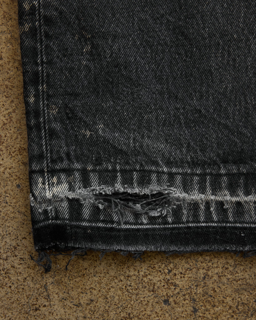 Levi's 501 Faded Ash Black Released Hem Jeans - 1990s - detail