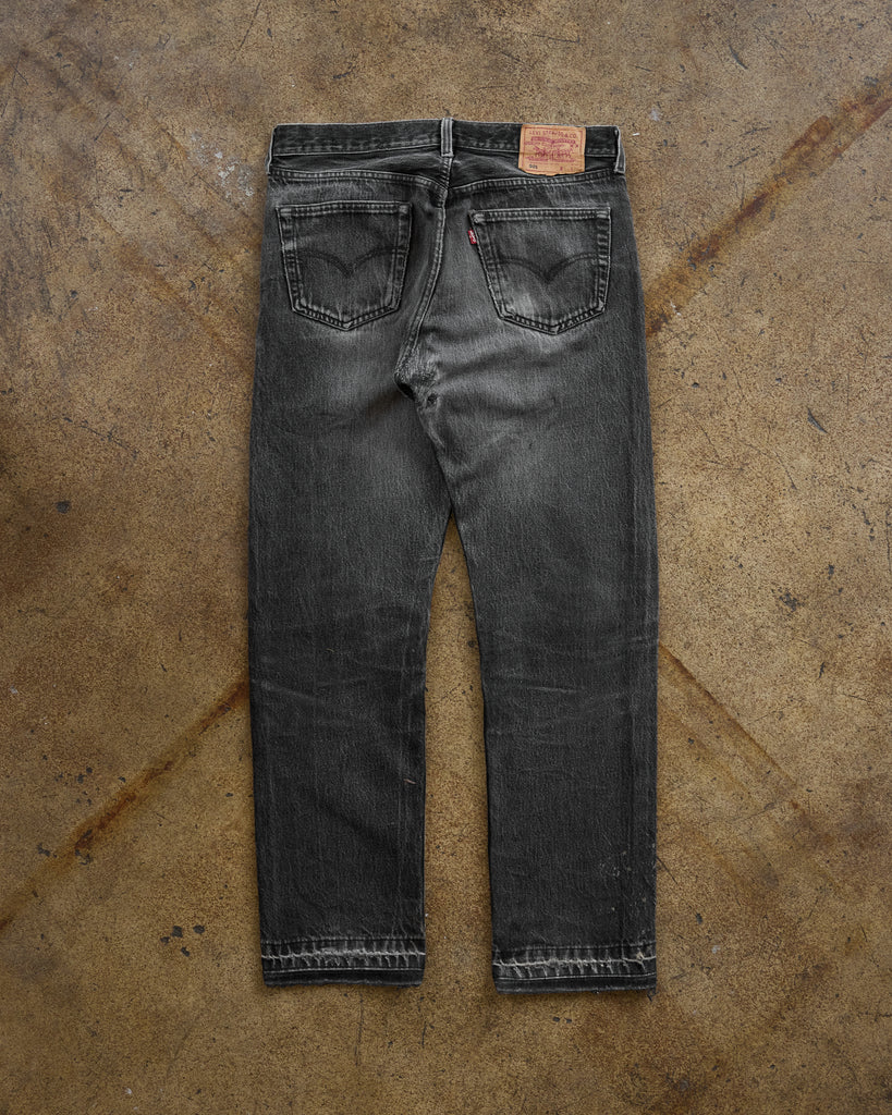 Levi's 501 Faded Ash Black Released Hem Jeans - 1990s - back