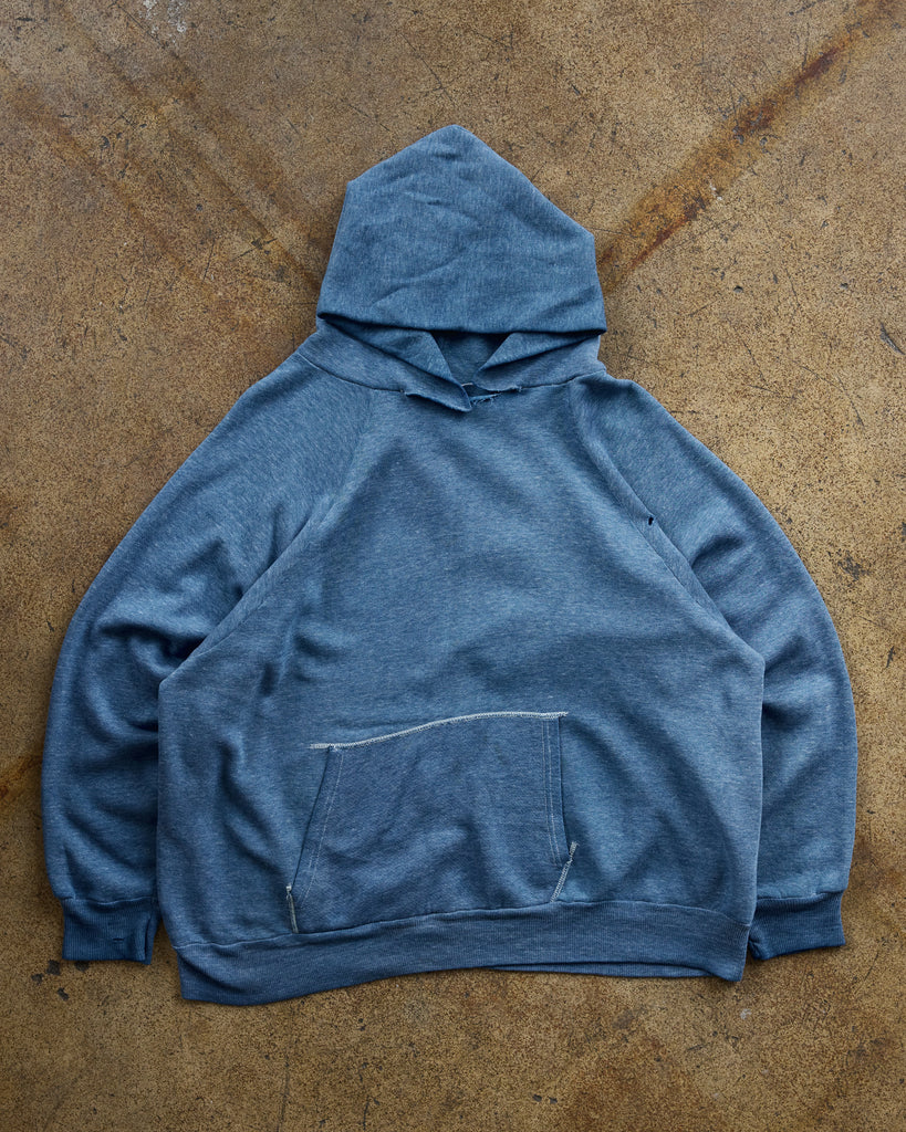 Sun Faded Paper Thin Distressed Raglan Hooded Sweatshirt - 1980s