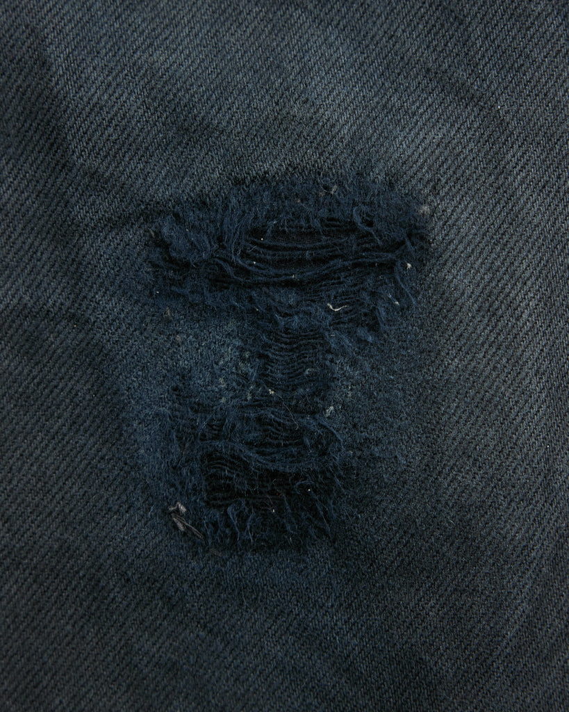 Levi's 501 Faded & Repaired Blue Black Released Hem Jeans - 1990s - detail