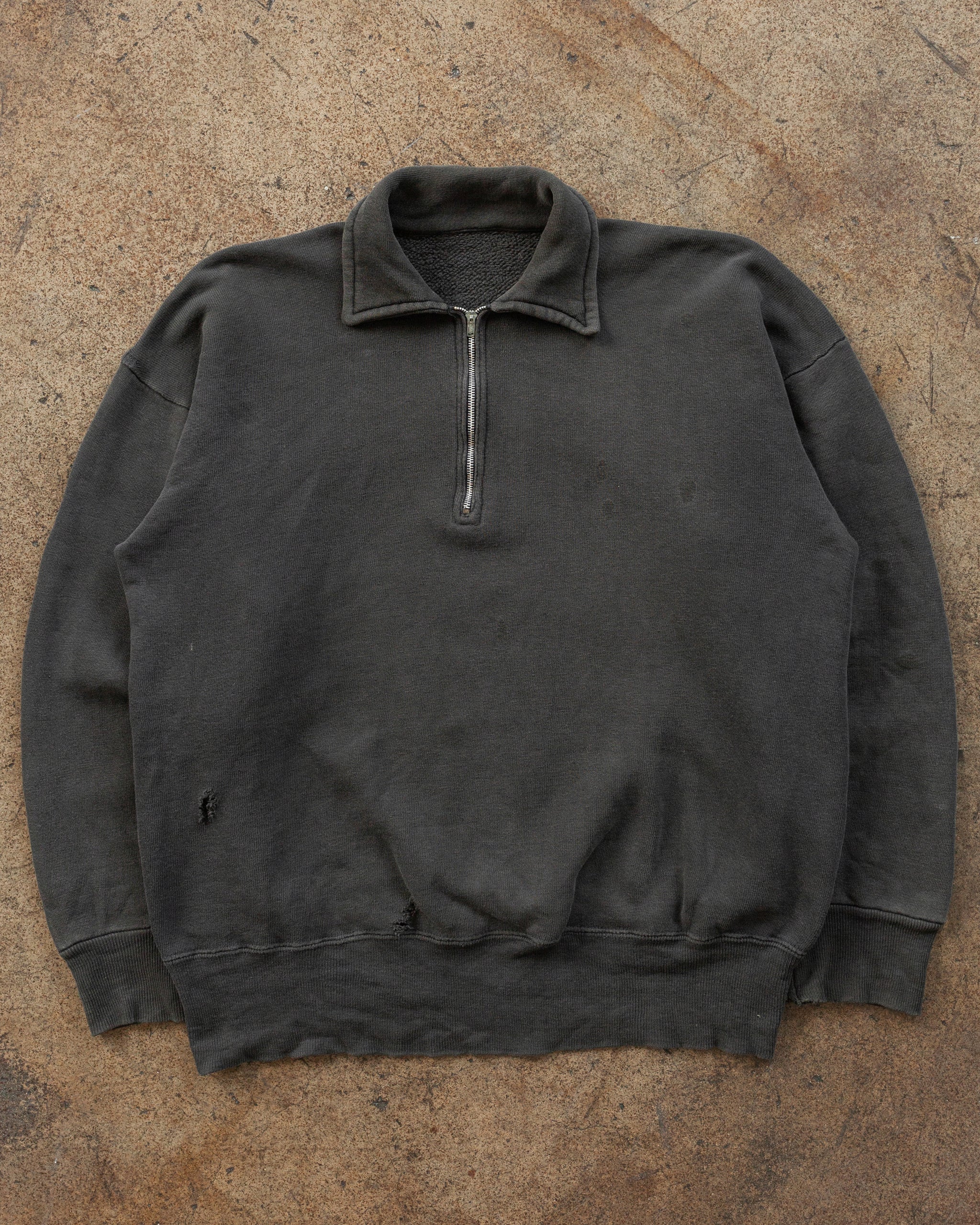 50s〜60s unknown zip スウェット Faded Black Quarter-Zip Sweatshirt - 1950s/60s – UNSOUND RAGS