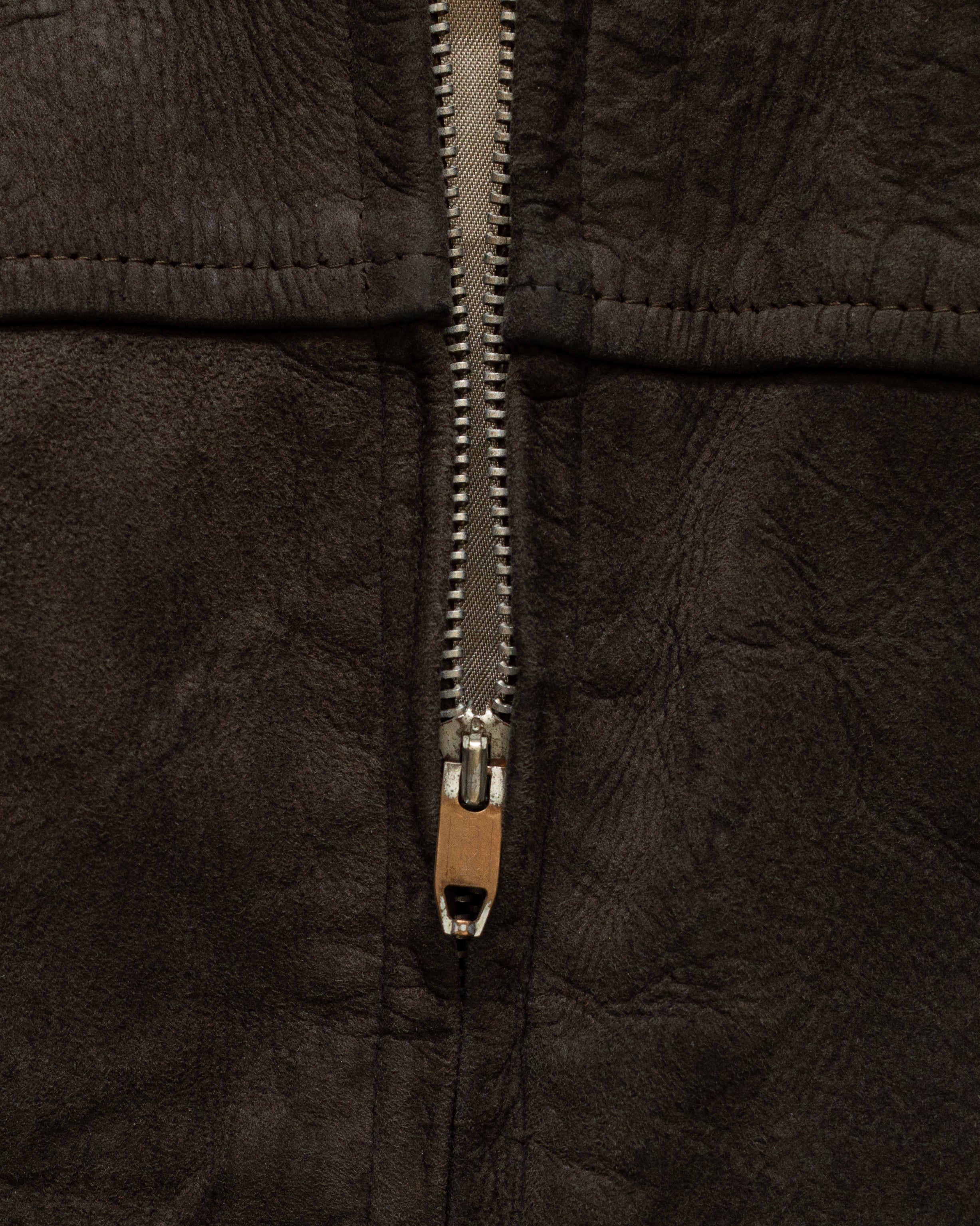 VINTAGE Brown Suede Zip Up Oversized Bomber Jacket main image 0