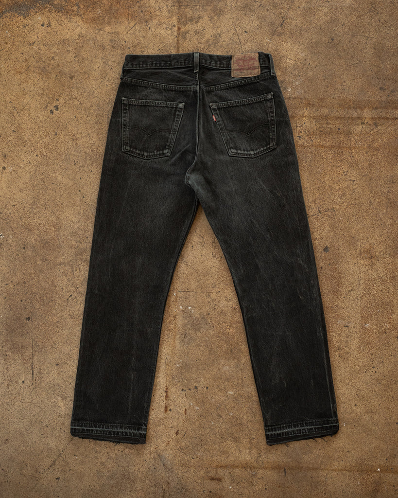 Levi's 501 Faded Black Released Hem Jeans - 1990s back photo