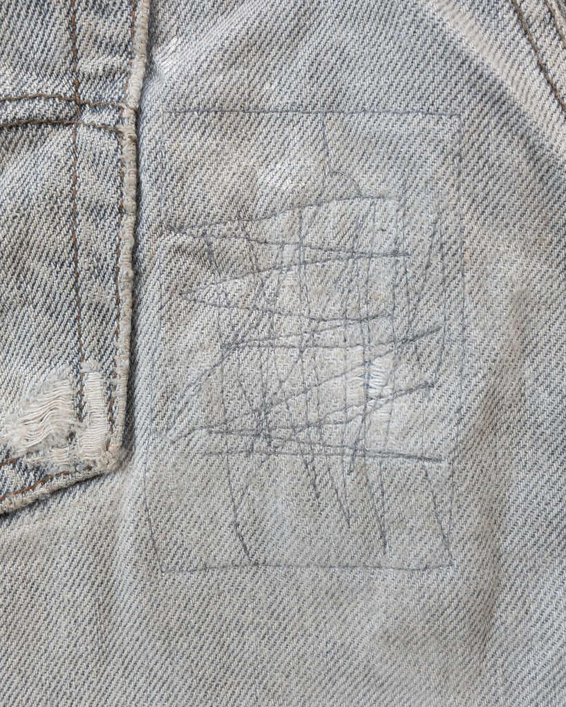 Levi's 501 Distressed Grey Jeans - 1990s DETAIL PHOTO 2