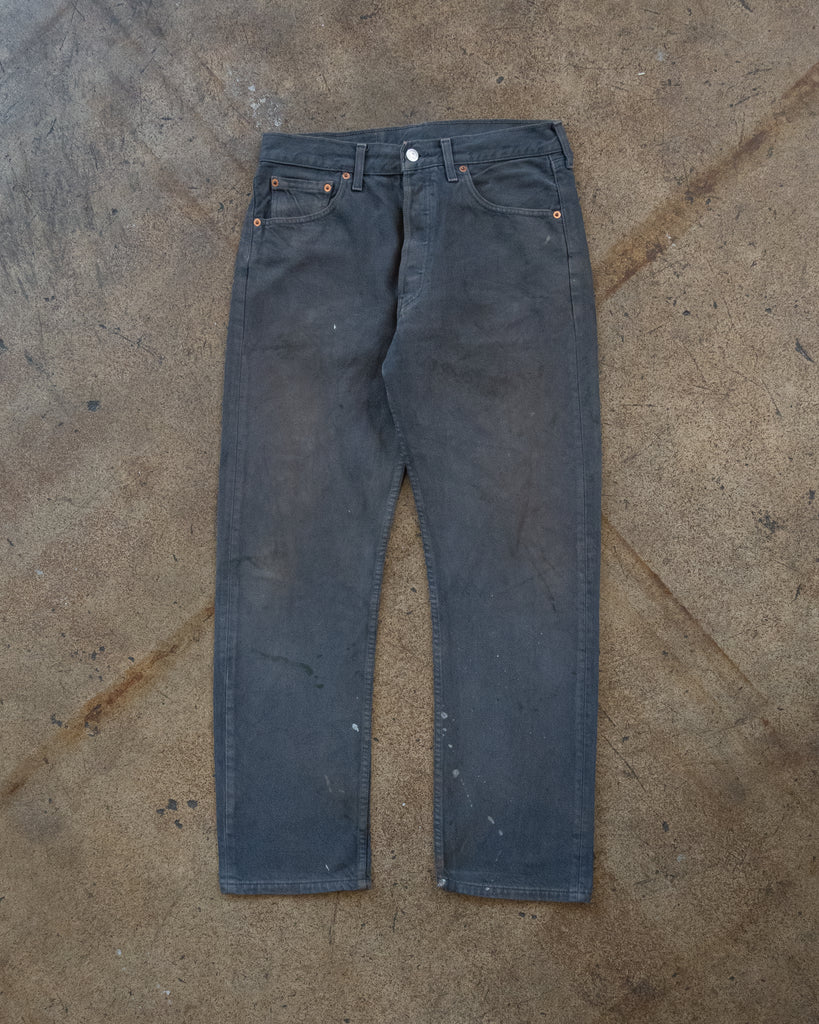 Levi's 501 Faded Steel Grey Painted Jeans - 1990s FRONT PHOTO