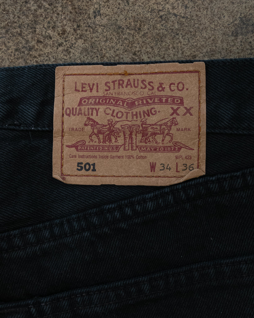 Levi's 501 Faded Black Jeans - 1990s - detail