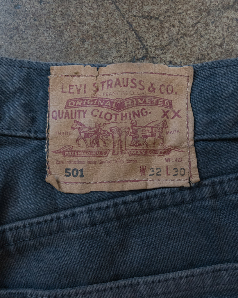Levi's 501 Faded Steel Grey Painted Jeans - 1990s TAG PHOTO