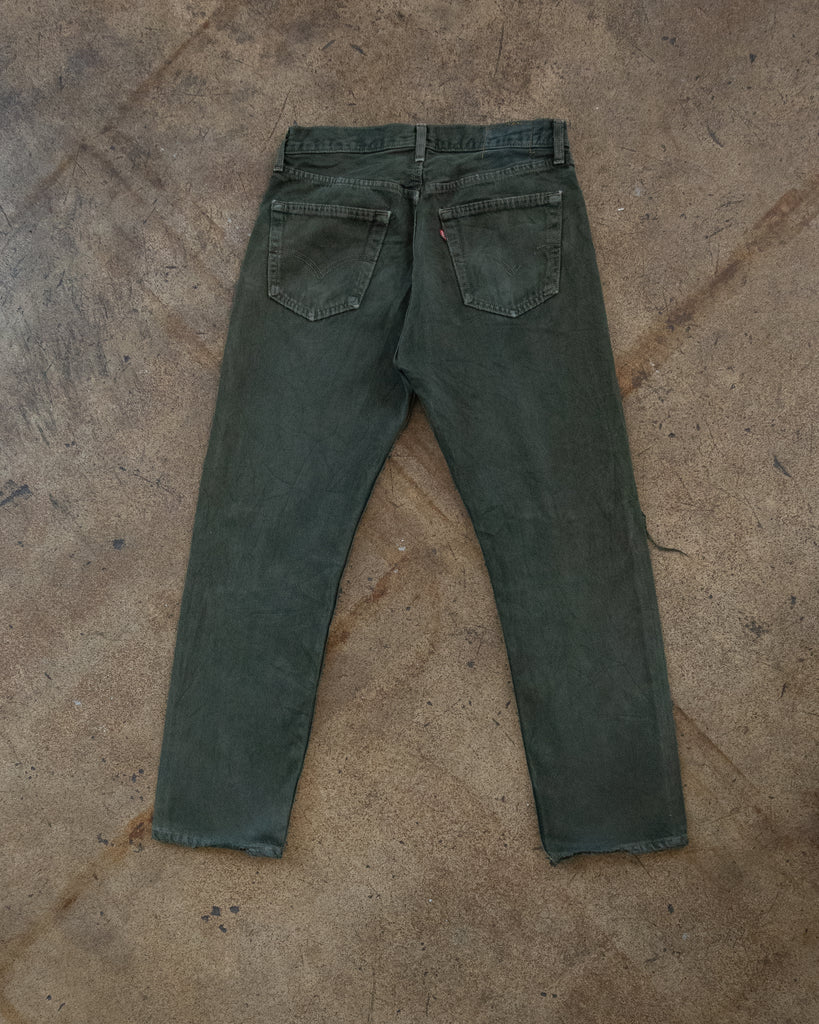 Levi's 501 Faded & Distressed Forest Green Jeans - 1990s - back