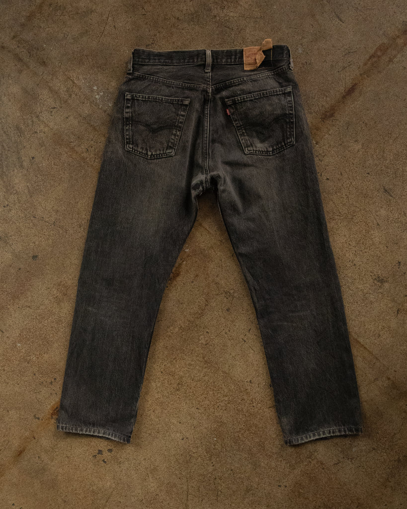 Levi's 501 Charcoal Black Repaired Jeans - 1990s BACK PHOTO
