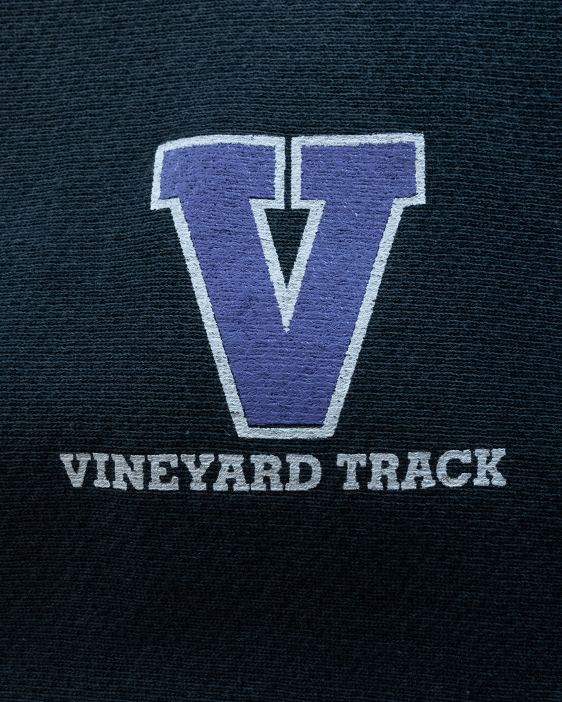 Sun-Faded "Vineyard Track" Hooded Sweatshirt - 1990s - detail