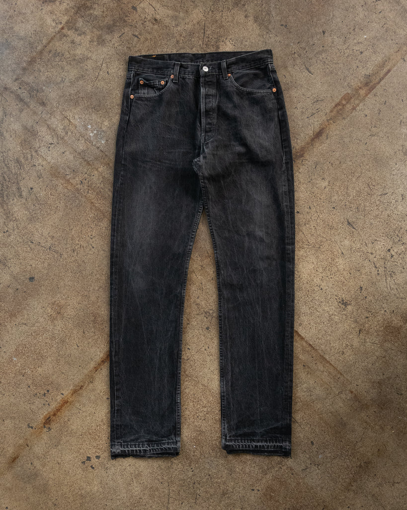 Levi's 501 Charcoal Grey Released Hem Jeans - 1990s FRONT PHOTO