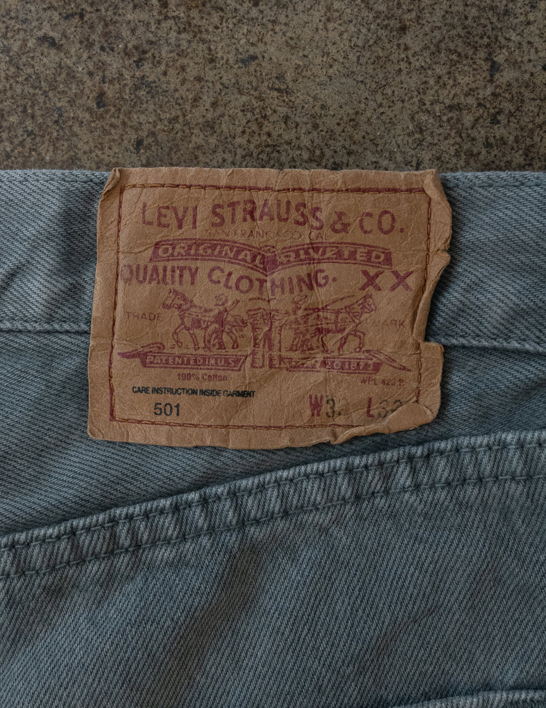 Levi's 501 Sun Faded Steel Blue Jeans - 1990s - detail