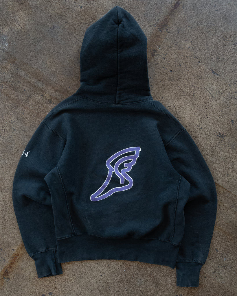 Sun-Faded "Vineyard Track" Hooded Sweatshirt - 1990s - Back