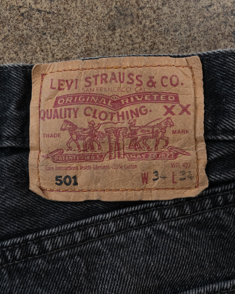 Levi's 501 Charcoal Grey Released Hem Jeans - 1990s DETAIL PHOTO