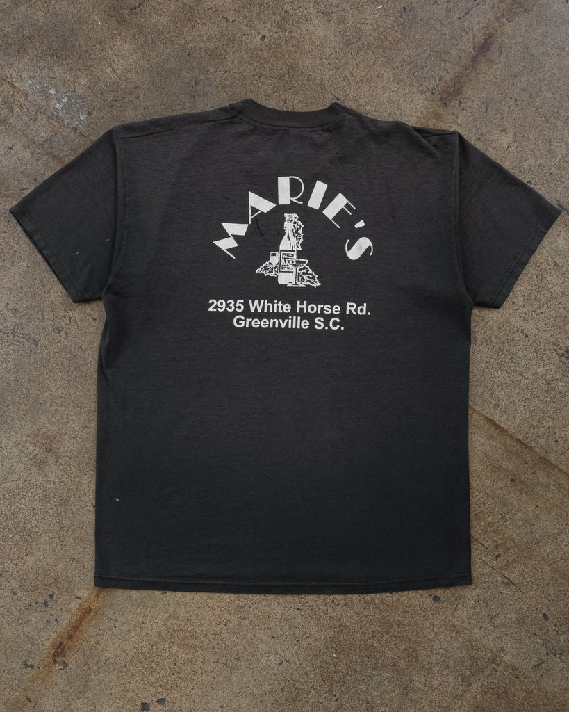 Single Stitched Faded Black "Marie's" Graphic Tee - 1990s - Back
