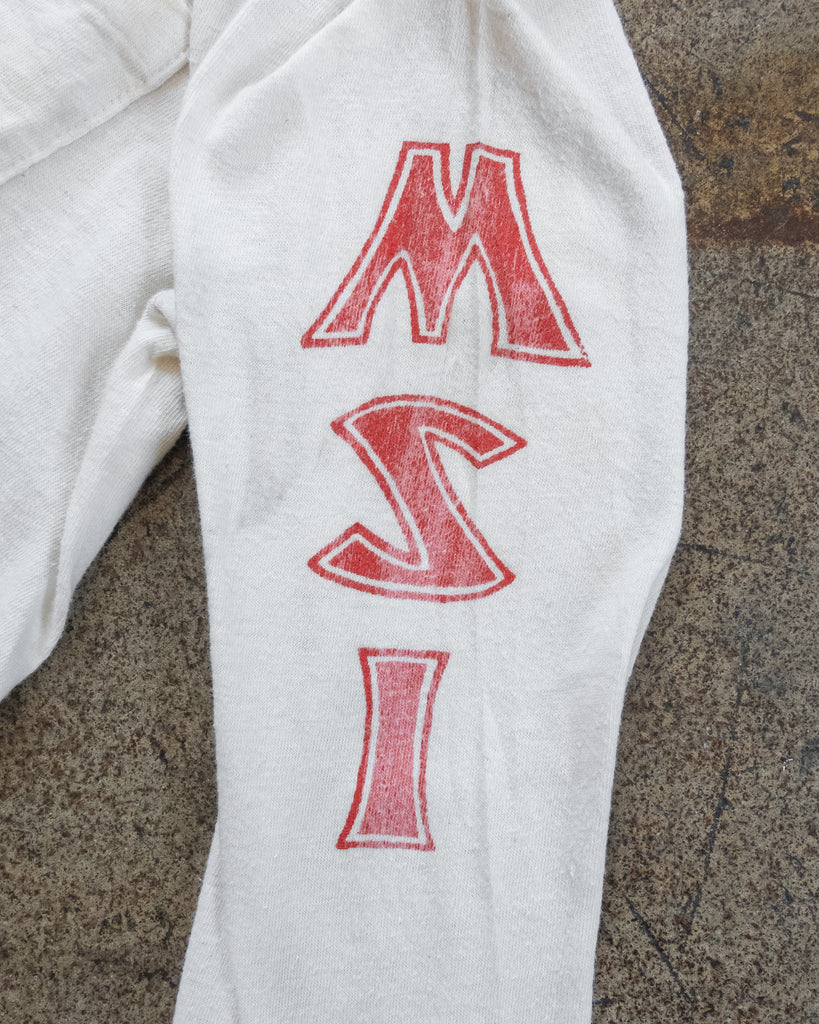 Single Stitched Distressed "MSI" Long-Sleeve Tee - 1980s - detail