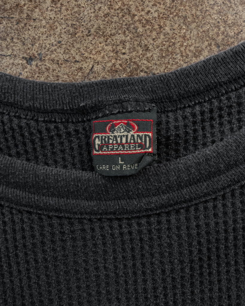 Sun Faded Black Blank Thermal Long-Sleeve Tee - 1990s TAG PHOTO