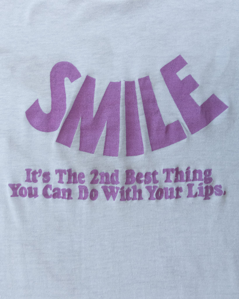 Single Stitched "SMILE..." Tee - 1980s - detail