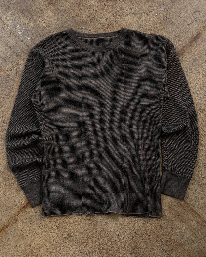Over-Dyed Black Thermal Long-Sleeve Tee - 1990s FRONT PHOTO