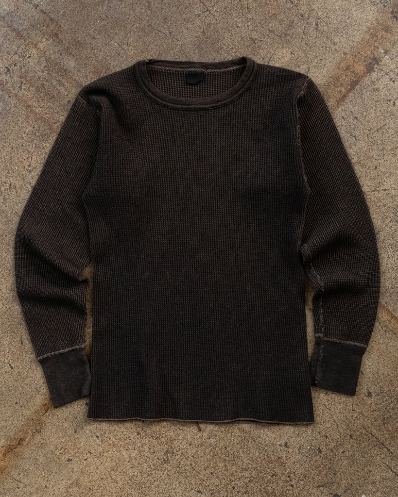 Over-Dyed Black Thermal Long-Sleeve Tee - 1990s FRONT PHOTO
